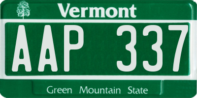 VT license plate AAP337