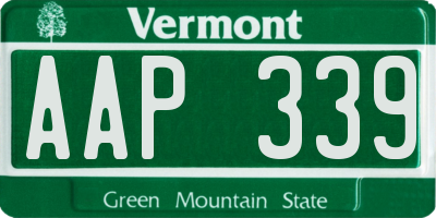 VT license plate AAP339