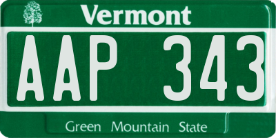 VT license plate AAP343