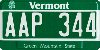 VT license plate AAP344