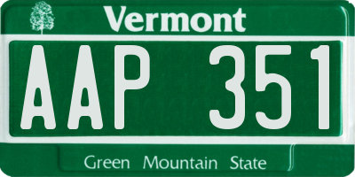 VT license plate AAP351