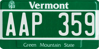 VT license plate AAP359