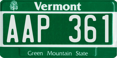 VT license plate AAP361