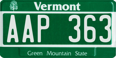 VT license plate AAP363