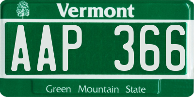 VT license plate AAP366