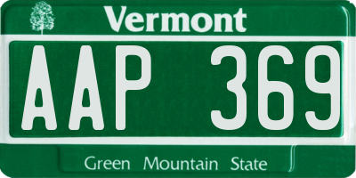 VT license plate AAP369