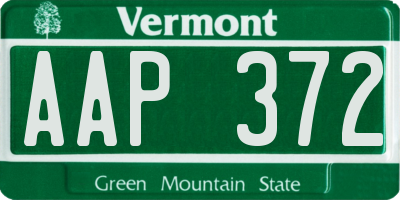 VT license plate AAP372