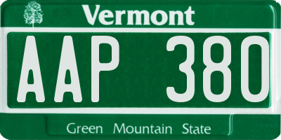 VT license plate AAP380