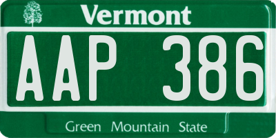 VT license plate AAP386