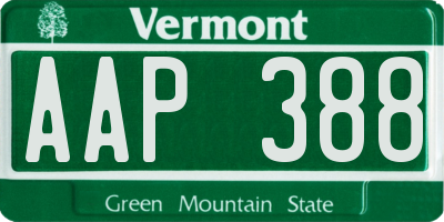 VT license plate AAP388