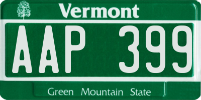 VT license plate AAP399