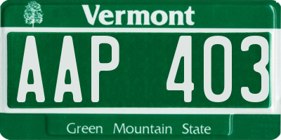 VT license plate AAP403