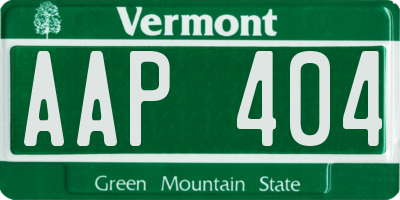 VT license plate AAP404