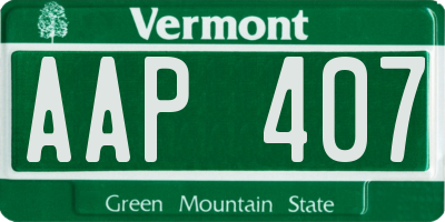 VT license plate AAP407