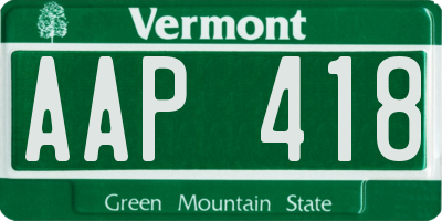 VT license plate AAP418