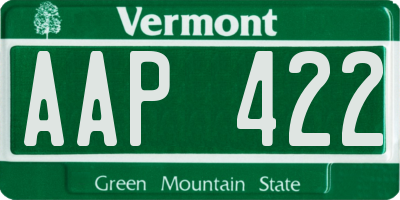 VT license plate AAP422