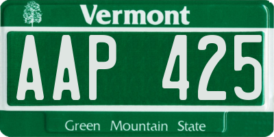 VT license plate AAP425