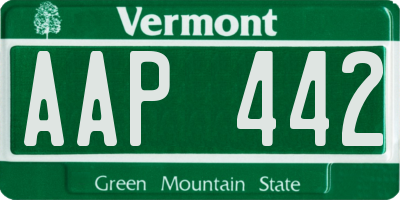 VT license plate AAP442