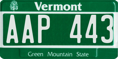 VT license plate AAP443