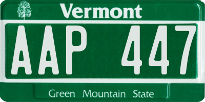 VT license plate AAP447