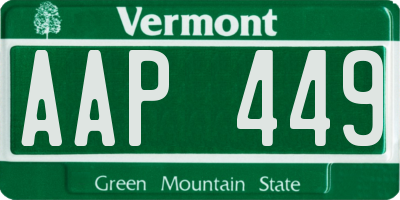 VT license plate AAP449