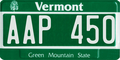 VT license plate AAP450