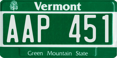 VT license plate AAP451