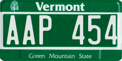 VT license plate AAP454