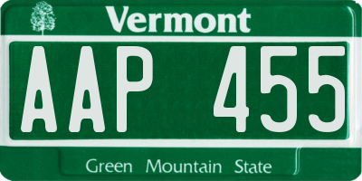 VT license plate AAP455