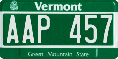 VT license plate AAP457