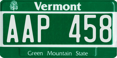 VT license plate AAP458