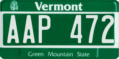 VT license plate AAP472