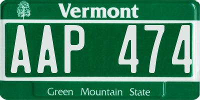 VT license plate AAP474