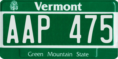 VT license plate AAP475