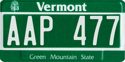 VT license plate AAP477