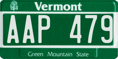 VT license plate AAP479