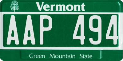 VT license plate AAP494