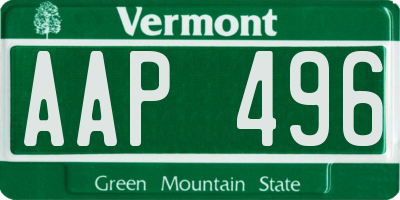 VT license plate AAP496