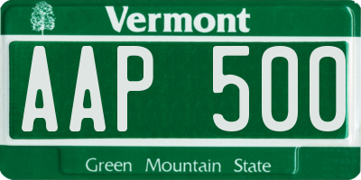 VT license plate AAP500