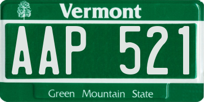 VT license plate AAP521