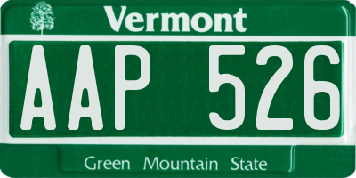 VT license plate AAP526