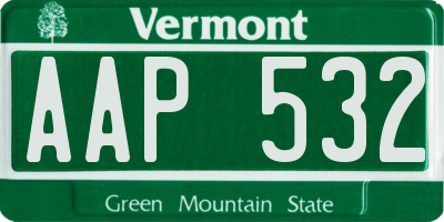 VT license plate AAP532