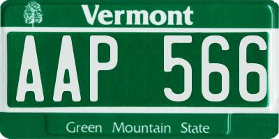 VT license plate AAP566
