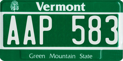 VT license plate AAP583