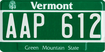 VT license plate AAP612