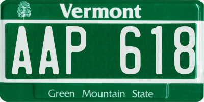 VT license plate AAP618
