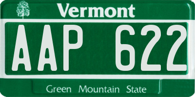 VT license plate AAP622
