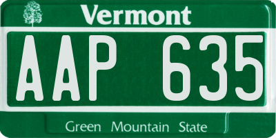 VT license plate AAP635