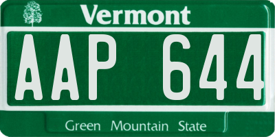 VT license plate AAP644