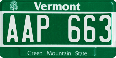 VT license plate AAP663